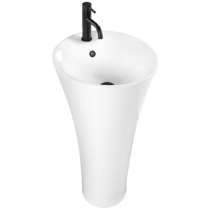 Chiuveta Independenta REA ERA AGNE, Dimensiuni 44.5x 44.5x 87 Cm, Forma Rotunda, Cu Gaura Baterie, Alb
