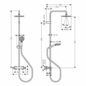 Coloana de dus cu baterie termostatata negru mat Hansgrohe Vernis Blend 200 cu 2 functii - Img 2