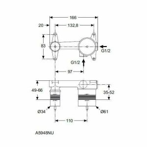Corp incastrat Ideal Standard pentru baterie cu montaj pe perete - Img 2