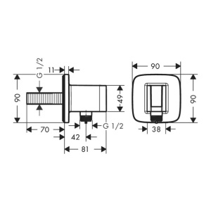 Cot conector dus Hansgrohe Fixfit Q cu suport para negru mat - Img 2