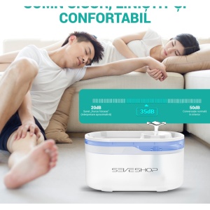 Dispenser Apa Automat SeveShop, Fantana pentru Pisici si Caini, Ultra Silentios, Control App, Sistem Recirculare si Filtrare Carbon Activ, Mentine Gustul Natural al Apei, Capacitate 2.8 L, Ideal pentru Toate Taliile, Alb Mat - Img 6