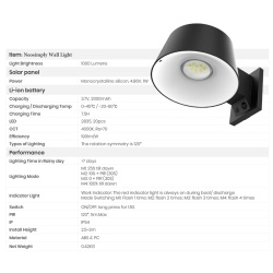 Lampa Solara LED Portabila de Exterior, Neosimply Camping, 1000 lumeni, 4 moduri de operare, senzori de luminozitate si miscare - Img 3