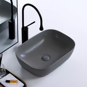 Lavoar De Blat PRO TOKYO DARK GREY, Dimensiuni 45.5 X 32 X 14 Cm, Forma Dreptunghiulara, Ceramica Sanitara, Gri Inchis, Finisaj Mat - Img 3