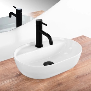 Lavoar de blat Rea Aura 42cm , Design Modern Din Ceramica Sanitara ,Culoare Alb - Img 5