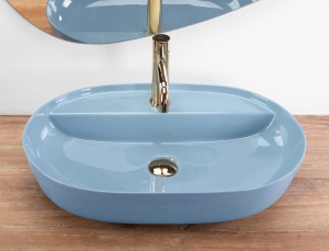 Lavoar De Blat Rea Aura 61cm/Design Modern/Culoare Light Blue Shiny - Img 3