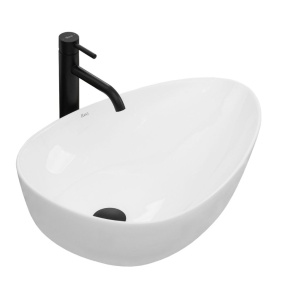 Lavoar de blat REA GRETA 65, Dimensiuni 65.5 cm x 40 x 13 cm, Ceramica Sanitara,fara gaura baterie, Alba - Img 1