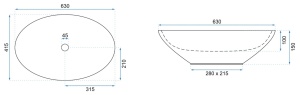 Lavoar De Blat REA OLGA, Dimensiuni 63 x 41.5 x 15 Cm, Montaj Pe Blat, Forma Ovala, Ceramica Sanitara, Alb - Img 7