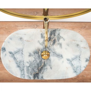 Lavoar De Blat REA ROYAL Granit Mat, Dimensiuni 60.5 X 36 X 10 Cm, Forma Ovala, Ceramica Sanitara - Img 2