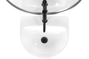 Lavoar Independent REA RIT SLIM, Dimensiuni 48x 42 X 83.5 Cm, Forma Rotunda, Alb - Img 4