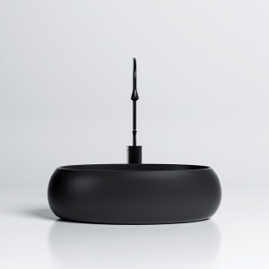 Lavoar pe blat, Cari, marmura ceramica negru mat, Oval 50x31x15cm - Img 3