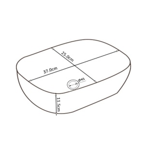 Lavoar pe Blat, Milo, Marmura Ceramica Gri, Dreptunghiular 37 x 25 x 11,5 cm - Img 4