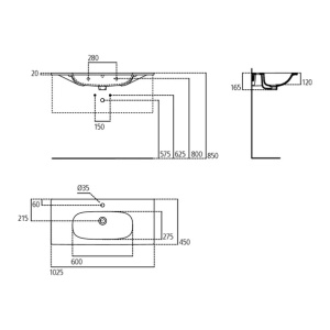 Lavoar pe mobilier Ideal Standard Tesi 102 cm alb - Img 2