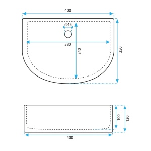 Lavoar pentru baie Rea Clara , Dimensiune 40 cm , Culoare alb - Img 5