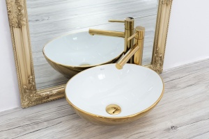 Lavoar pentru blat Alb Auriu Sofia, Dimensiune 41.5x33.5x13.5 cm - Img 3