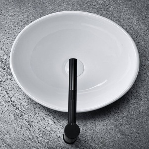 Lavoar REA Sofia Mini White, 34x27x13 cm, montaj pe blat, design deosebit, ceramica sanitara, Alb - Img 6