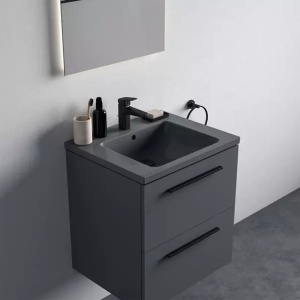 Lavoar suspendat Ideal Standard i.life B gri lucios 61 cm cu orificiu baterie si preaplin - Img 1
