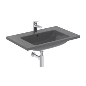 Lavoar suspendat Ideal Standard i.life B gri lucios 81 cm cu orificiu baterie si preaplin - Img 6