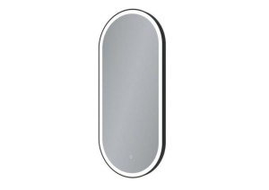 Oglinda LED cu Dezaburire, Dimensiune 40x90cm, Rama din Aluminiu, Culoare Negru - Img 1