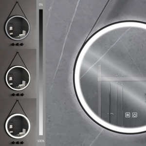 Oglinda rotunda led suspendata pe curea 70 cm - Img 3