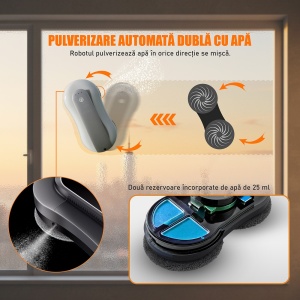 Robot Curatare Geamuri, SeveShop®, Robot Spalat Geamuri Cu Pulverizare Apa Bidirectionala, Stergator Electric Ultra-Subtire Pentru Sticla, Aspirator Geamuri Cu Control APP Si Telecomanda, Tehnologie iAdapt, Protectie Cvadrupla, Alb - Img 7