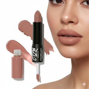 Ruj si creion de buze CTZN, Nudiversal Lip Duo, rezistent la apa, cu unt de mango salbatic, London - Img 2