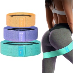 Set 3 benzi elastice fitness ODISSEY LIFE®, din bumbac si latex, 3 niveluri de rezistenta