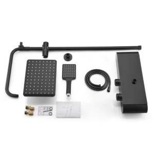 Set de dus PRO cu termostat incorporat , Dus cu efect de ploaie, Culoare Negru - Img 3