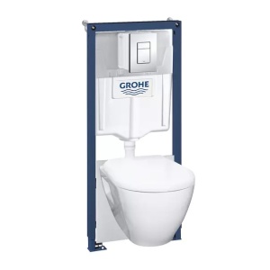 Set rezervor WC Grohe Solido 5 in 1 si clapeta crom Skate Cosmopolitan plus vas WC cu capac softclose - Img 1