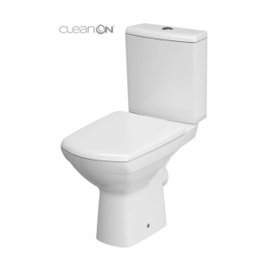 Set vas WC pe pardoseala Cersanit Carina New Clean On cu rezervor si capac inchidere lenta