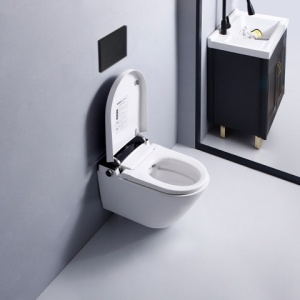 Set vas WC Smart ,cu functie bideu, Buton Negru, cadru inclus - Img 4