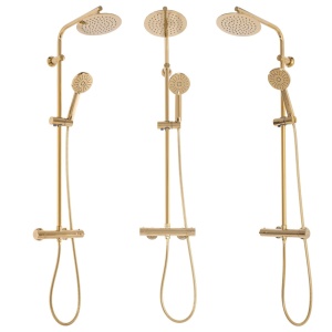 Sistem Complet Cu Termostat De Dus REA BLISS L. GOLD , Montaj Pe Perete, Para Rotunda Tip Ploaie 20 X 20 Cm, 2 Functii , Finisaj Auriu - Img 11