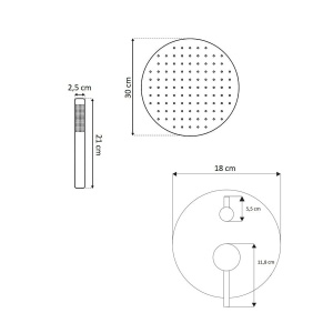 Sistem Complet De Dus PRO COSTA GOLD SET SLIM 30 + BOX, Montaj In Perete, Para Rotunda Tip Ploaie 30x30 Cm, 2 Functii De Curgere A Apei, Auriu - Img 7
