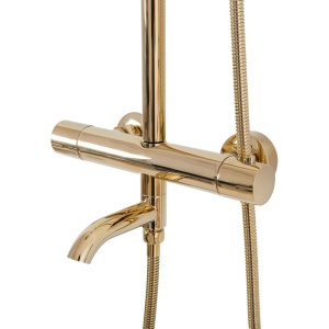 Sistem Complet De Dus REA LUNGO GOLD, Montaj Pe Perete, 3 Functii De Curgere a Apei, Termostat Pentru Reglarea Temperaturii Apei, Finisaj GOLD - Img 2