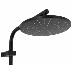 Sistem De Dus Cu Suport Pentru Produse Ingrijire Personala REA SANTOS, Para Rotunda Tip Ploaie 22.5 X 22.5 Cm, 3 Functii , Negru Mat - Img 2
