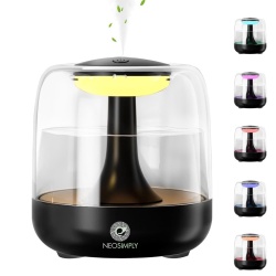 Umidificator de aer cu difuzor aromaterapie NeoSimply® cu lumini LED, Portabil, USB, Rezervor 650ml, 2 moduri de functionare, Lumini de noapte, Umidificator camera si masina auto, black