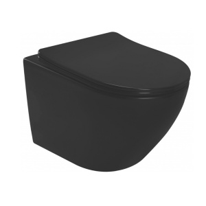 Vas WC PRO VITO RIMLESS, Suspendat, Ceramica Sanitara, 49x37 x 37 Cm, Capac Soft-Close Inclus, Negru Lucios - Img 2
