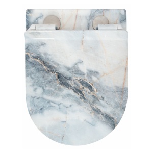 Vas WC REA CARLO SLIM Granit MAT, Imitatie Marmura, suspendat, ceramica sanitara, 49,5 x 37 x 32 cm, Capac Soft-Close Inclus, Design Unic - Img 4
