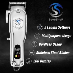 Aparat de Tuns Profesional SeveShop®, Trimmer Multifunctional, Accesorii Diverse, Rezistent la Apa, Ecran LCD, Design Ergonomic, Baterie Lithium-Ion 2000 mAh, Timp Incarcare Rapida, Autonomie 300 min, Portabil, Intretinere Usoara - Img 5