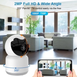 Baby Monitor SeveShop, Wireless, FullHD 1080p, Rotire 360°, Monitorizare Video / Audio Bebelusi, Vedere Nocturna Infrarosu, Senzor si Alarma Miscare, Auto Tracking, Sunet Bidirectional, Adaptor, Cablu USB, HigroTermometru inclus, Alb - Img 3