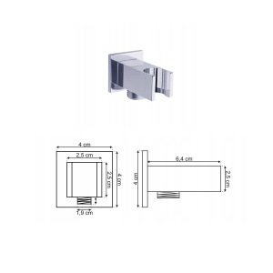 Baterie Cada PRO QUADRO, Montaj Pe Perete, Finisaj Crom, Dus De Mana Inclus - Img 2