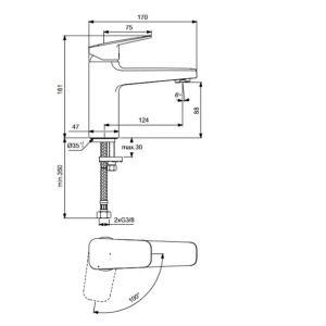 Baterie lavoar cu monocomanda Ideal Standard Ceraplan BlueStart BD224AA - Img 4