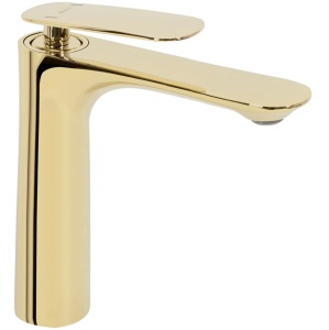 Baterie Lavoar REA BERG GOLD LOW, Montaj Pe Blat, Capat Fix, Monocomanda, Inaltime 16 Cm, Auriu - Img 2
