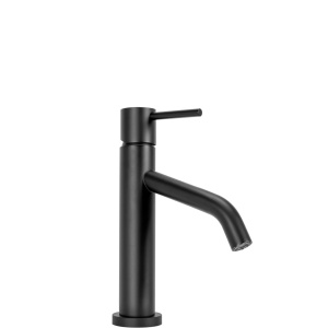 Baterie Lavoar REA LEVEL BLACK LOW, Montaj Pe Blat, Capat Fix, Monocomanda, Inaltime 21.5 Cm, Negru