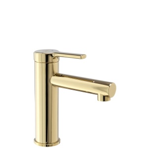 Baterie Lavoar REA PIXEL GOLD LOW, Montaj Pe Blat, Capat Fix, Monocomanda, Inaltime 16.5 Cm, Auriu - Img 1