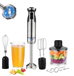 Blender 5 in 1 SeveShop 1000W, Mixer Vertical Profesional, 12 Trepte de Viteza, Smart Blending, Multifunctional pentru Macinare, Pasare, Amestecare, Tocare si Mixare Oua, Design Ergonomic, Accesorii Incluse, Capacitate 600ml, Argintiu