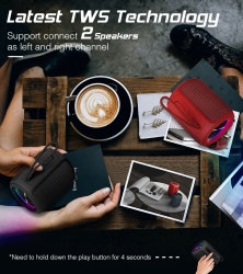 Boxa Portabila SeveShop E10, Rezistenta la Apa IPX67, Conectivitate Bluetooth 5.0, Sunet Clar si Puternic, Design Compact si Portabil, Autonomie Extinsa, Ideala pentru Activitati in Aer Liber, Petreceri, Relaxare Acasa sau la Piscina, Negru Electric - Img 4