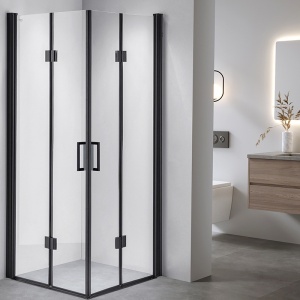 Cabina de dus BS05B Patrata 90x90cm, Design Modern Negru + Cada de dus Riko, Culoare Negru - Img 3