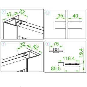 Cabina de dus BS07B Pentagonala 90x90cm, Negru+Cadita de dus SX07B, Culoare Negru - Img 3