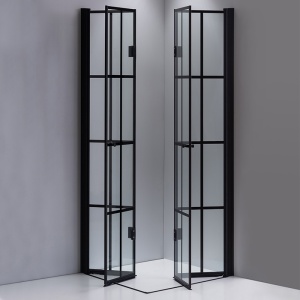 Cabina de dus BS08B Patrata 90x90cm Design Modern Negru + Cada de Dus Riko, Culoare Negru - Img 3