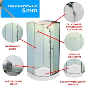 Cabina de dus cu cadita de dus inclusa, culoare Crom Mat WSH305A 80x80 cm - Img 3